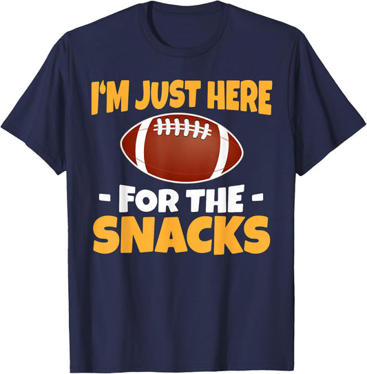 Funny I'm Just Here for The Snacks Football T-Shirt - T-Shirt | Navy