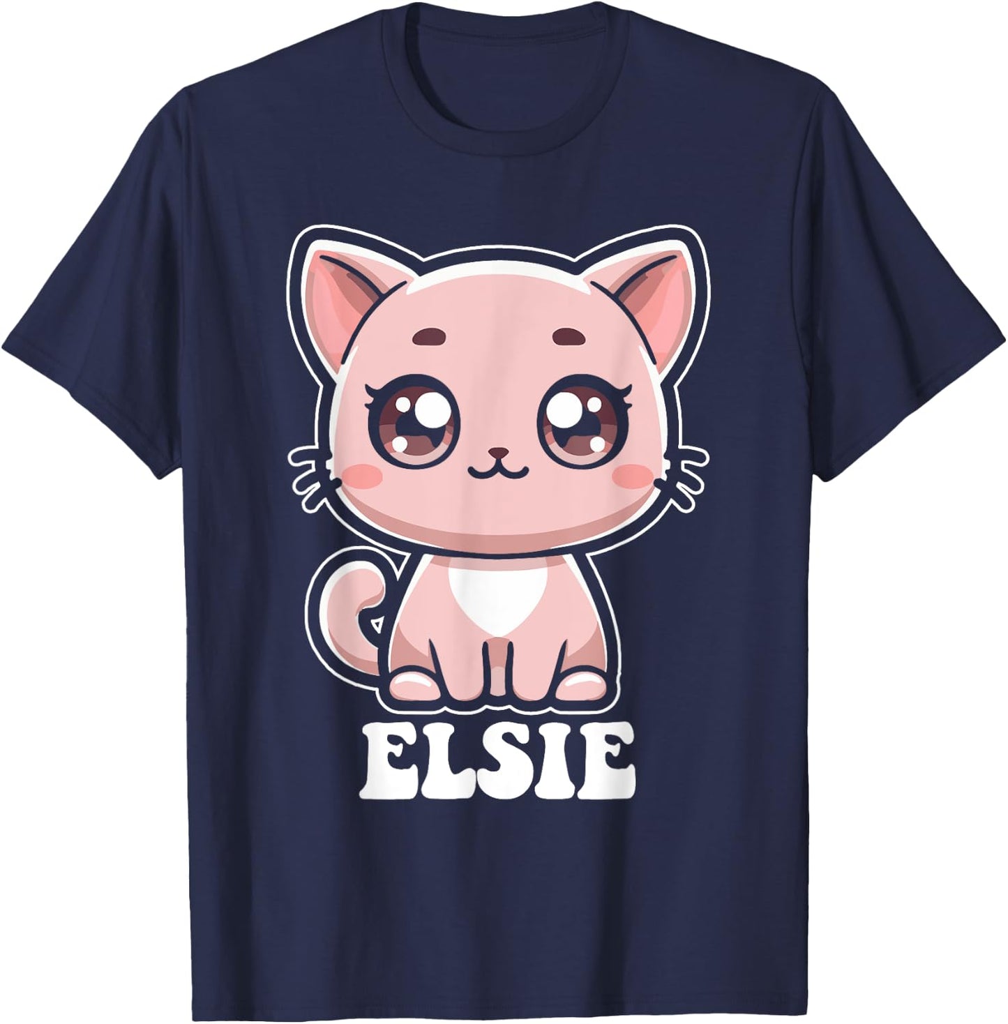Elsie Cute Cat Kitten Design for Girls Name Elsie T-Shirt - T-Shirt | Navy