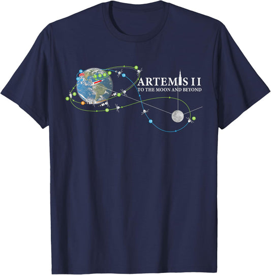 Artemis 2 Route Map SLS Rocket 2024 To The Moon And Beyond T-Shirt - T-Shirt | Navy
