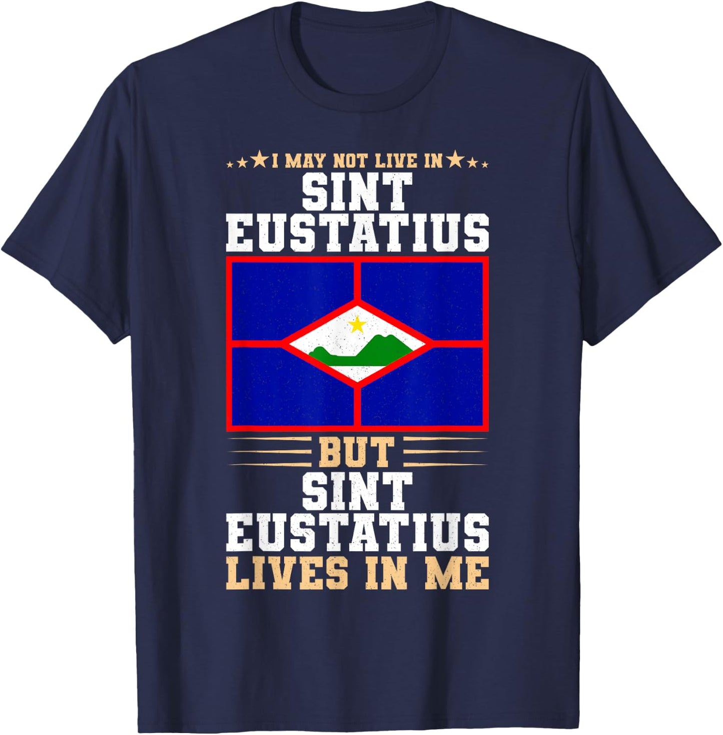 Statia Flag for proud Patriots Sint Eustatius , Small, Black T-Shirt - T-Shirt | Navy