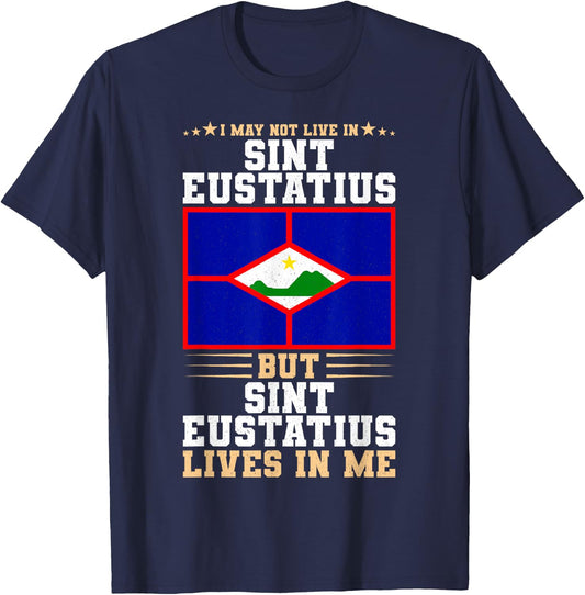 Statia Flag for proud Patriots Sint Eustatius , Small, Black T-Shirt - T-Shirt | Navy