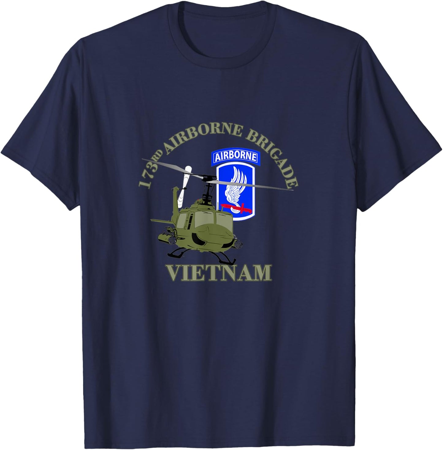 173rd Airborne Brigade Vietnam UH-1 Gunship Veterans Day T-Shirt - T-Shirt | Navy