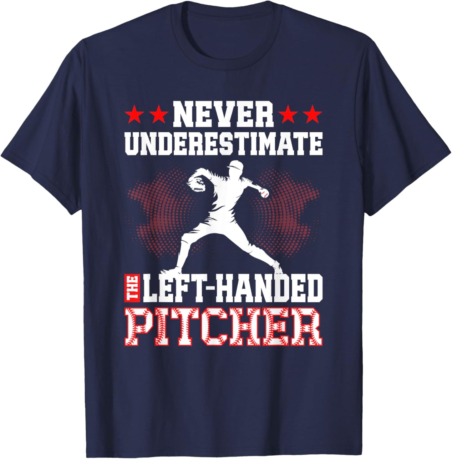 Baseball Left-Handed Pitcher T-Shirt - T-Shirt | Navy