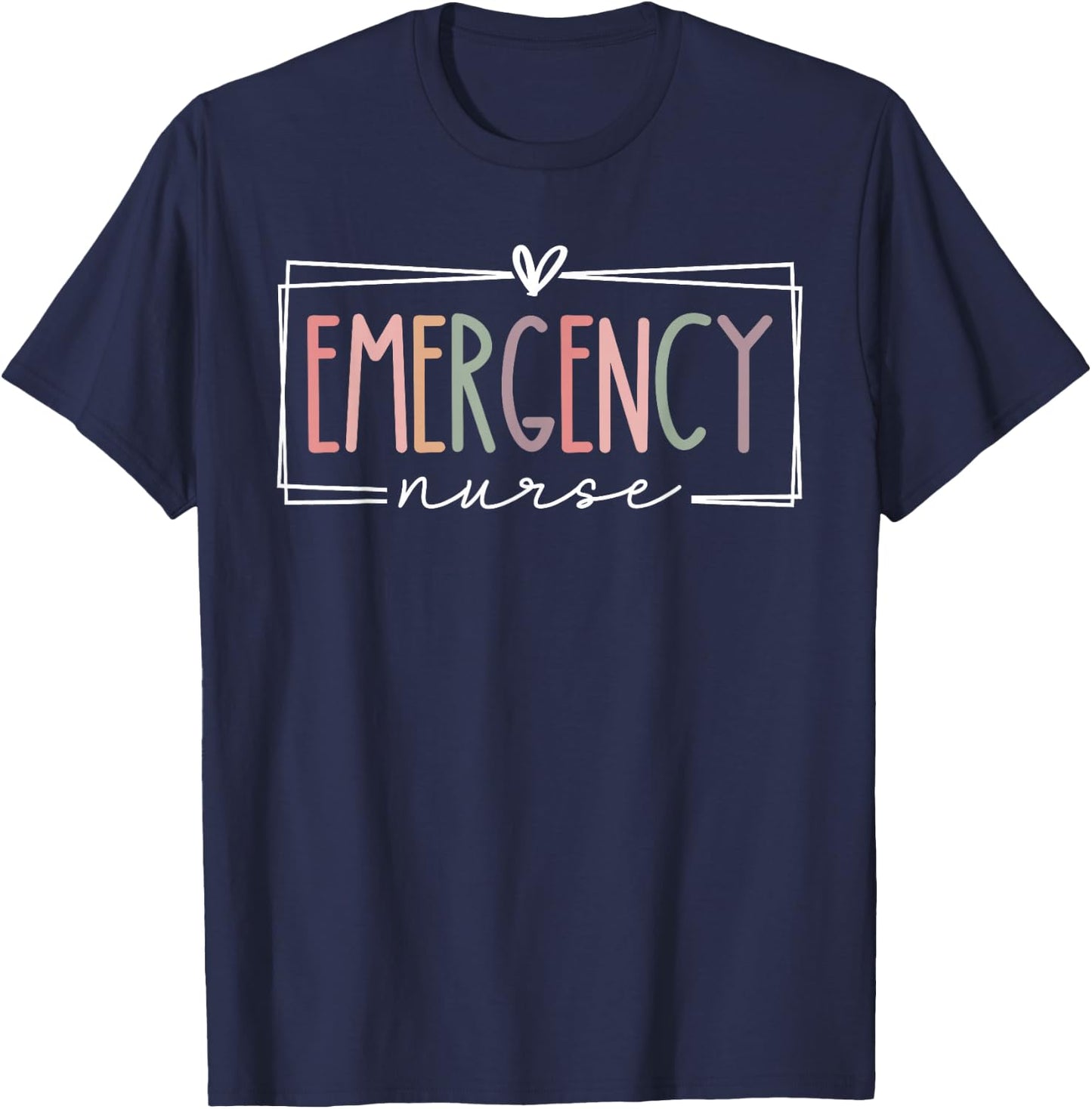 ER Nursing Emergency Nurse For Nurses Women Funny Retro T-Shirt - T-Shirt | Navy