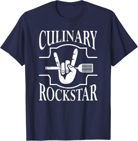 Culinary Rockstar Funny Chef Cooking T-Shirt - T-Shirt | Navy