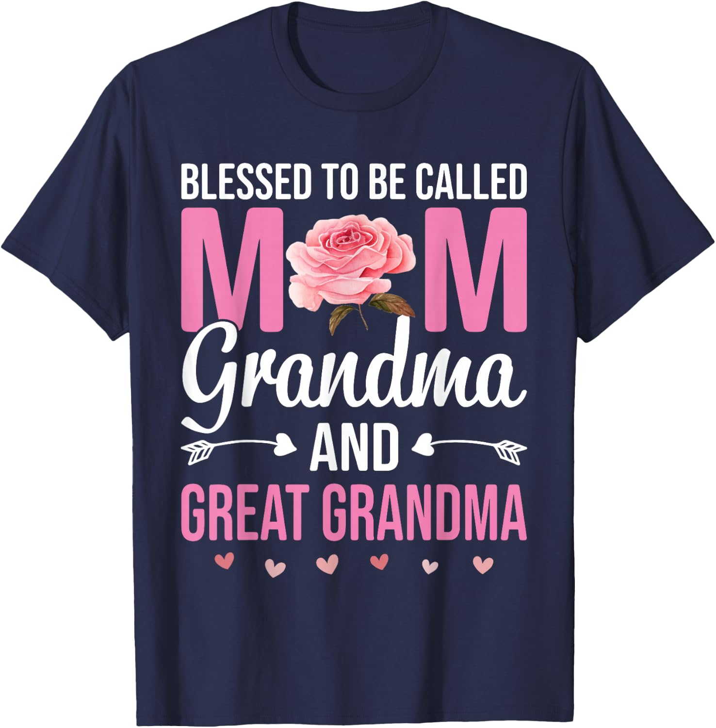 Blessed To Be Called Mom Grandma Great Grandma Mother's Day T-Shirt - T-Shirt | Navy