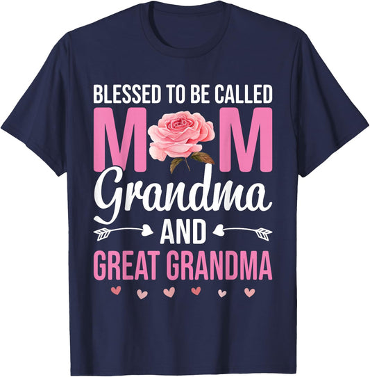 Blessed To Be Called Mom Grandma Great Grandma Mother's Day T-Shirt - T-Shirt | Navy