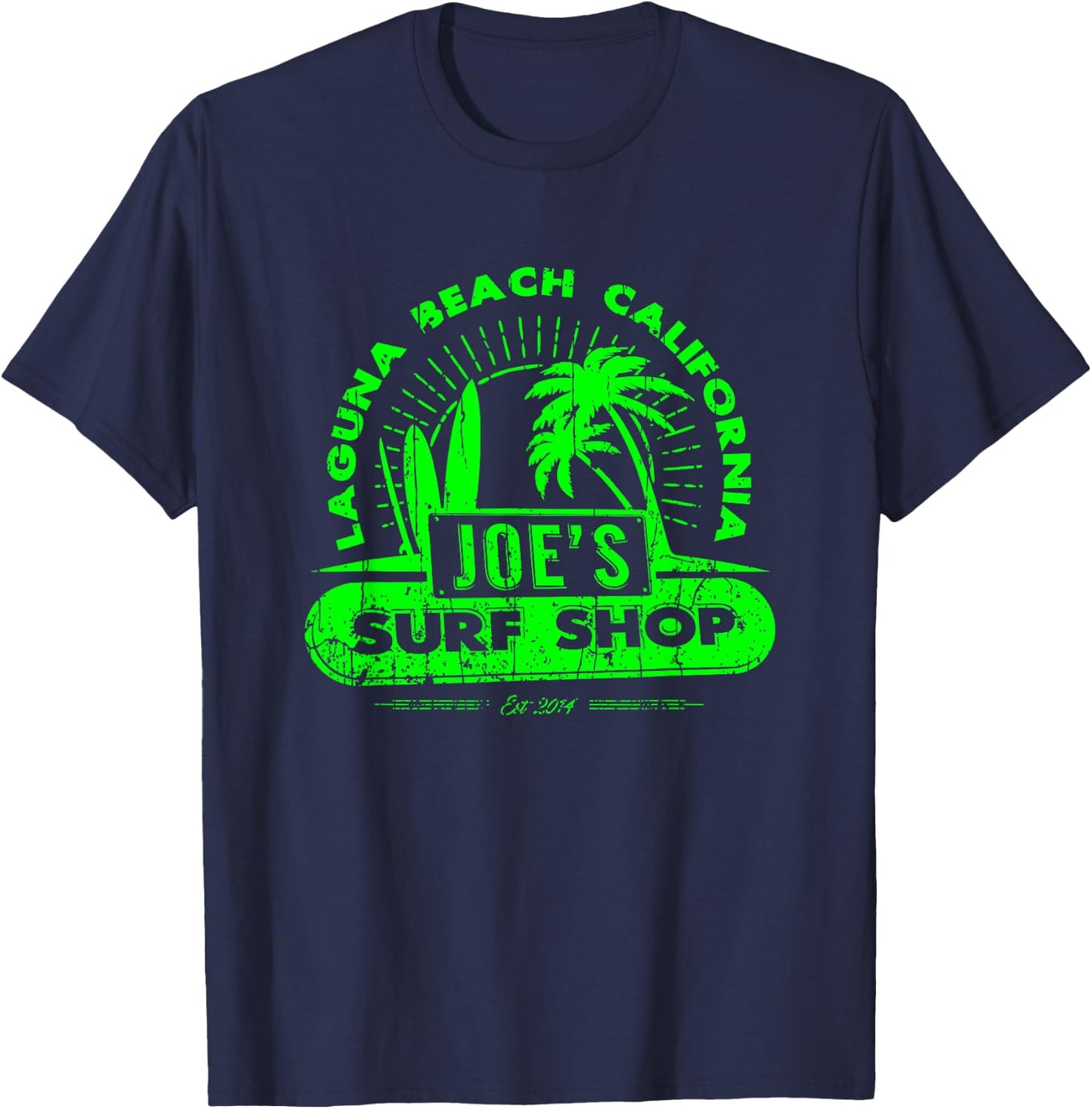 Joe's Surf Vintage Beach Green Logo Graphic T-Shirt - T-Shirt | Navy