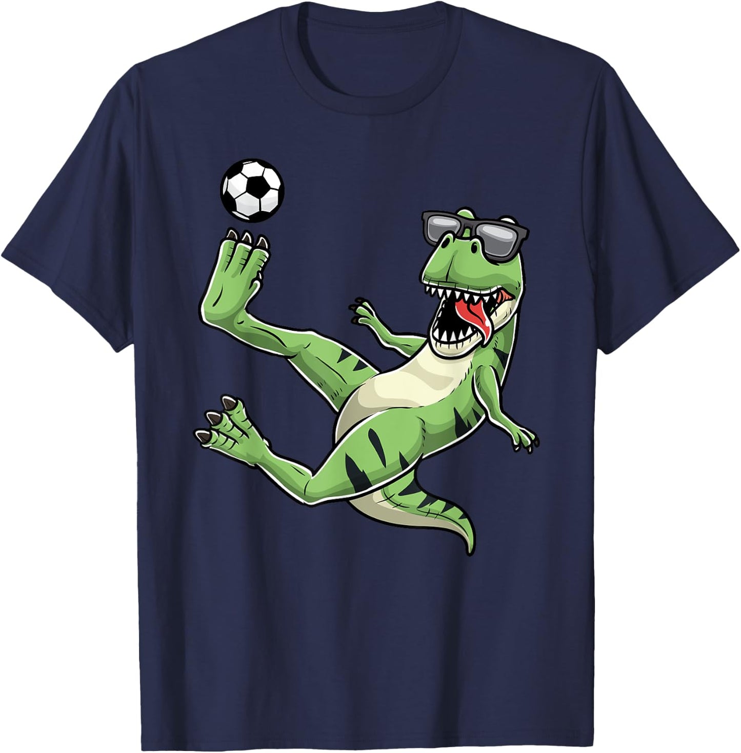 T-Rex Playing Soccer Dinosaur Soccer Player T-Shirt - T-Shirt | Navy
