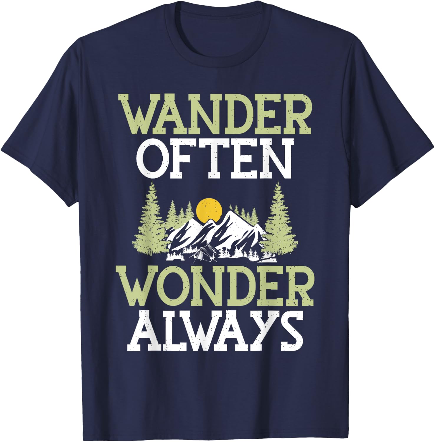 Wander Often Wonder Always Hiking T-Shirt - T-Shirt | Navy