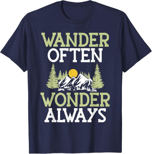 Wander Often Wonder Always Hiking T-Shirt - T-Shirt | Navy