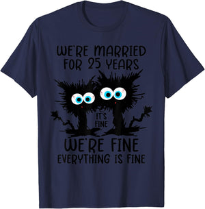 Silver Wedding We're Married For 25 Years T-Shirt - T-Shirt | Navy