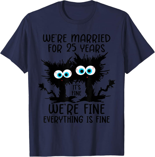 Silver Wedding We're Married For 25 Years T-Shirt - T-Shirt | Navy