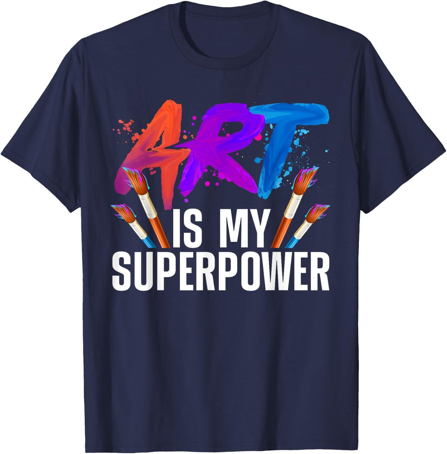 Cool Art Women Art Teacher Artist Painter Superpower Small T-Shirt - T-Shirt | Navy