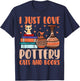 I Just Love Pottery Cats And Books Cat Lover Pottery Artist Women T-Shirt - T-Shirt | Navy