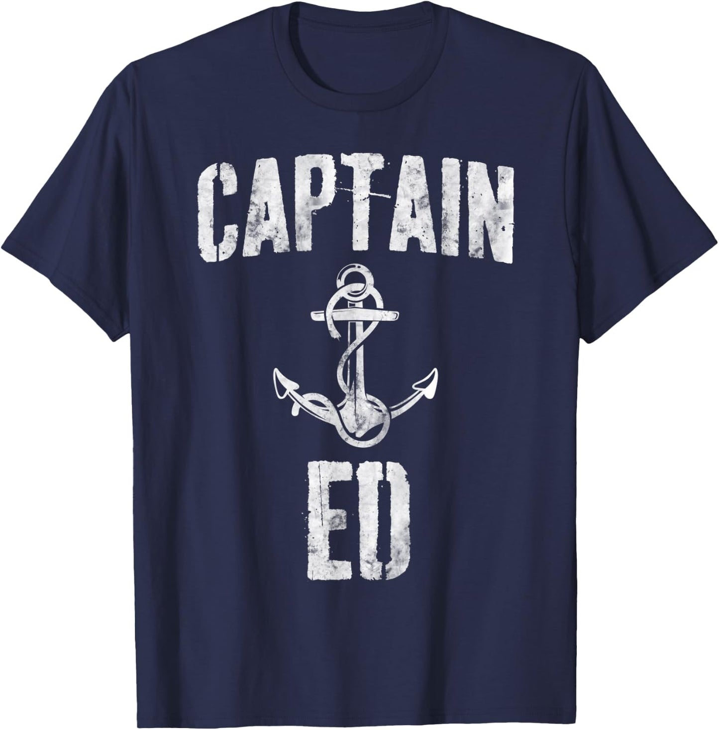 Funny Personalized Boating Shirt First Name Captain Ed T-Shirt - T-Shirt | Navy