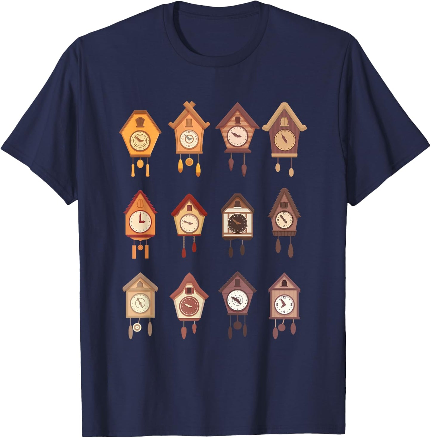 Cuckoo Time Clock Shaped Animal Bird Cuckoo T-Shirt - T-Shirt | Navy