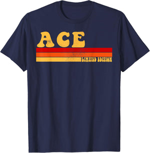 AmaStyle Co. ACE Name Personalized Idea Men Retro Vintage T-Shirt - T-Shirt | Navy