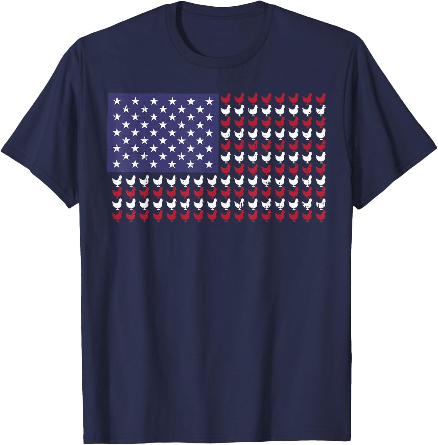 4th Of July US Flag Chickens Farm Patriotic Men Women Kids T-Shirt - T-Shirt | Navy