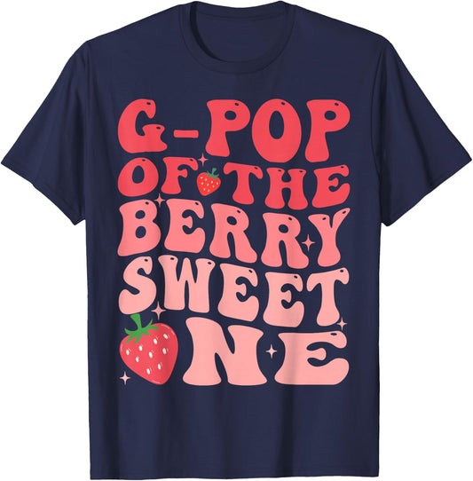 G-Pop Of The Berry Sweet One 1st Birthday Strawberry T-Shirt - T-Shirt | Navy