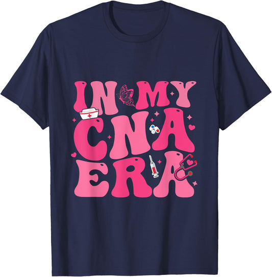 Groovy Shirt in My CNA Era Nurse Certified Nursing Assistant T-Shirt - T-Shirt | Navy