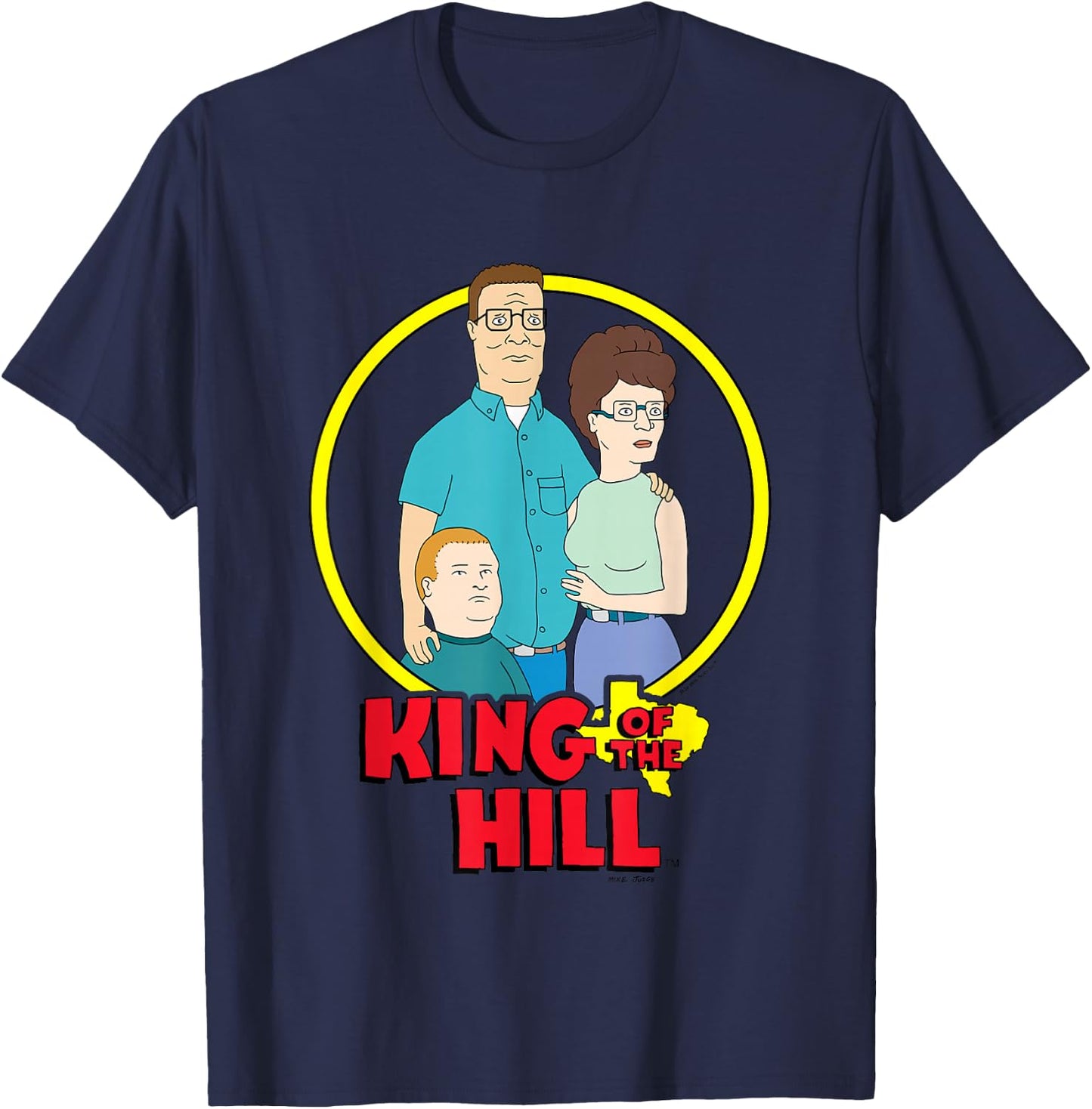 King Of The Hill Iconic Hill Family Group Shot Chest Poster T-Shirt - T-Shirt | Navy
