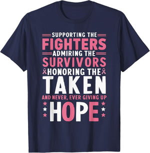Breast Cancer Awareness Cancer Support Pink Ribbon T-Shirt - T-Shirt | Navy