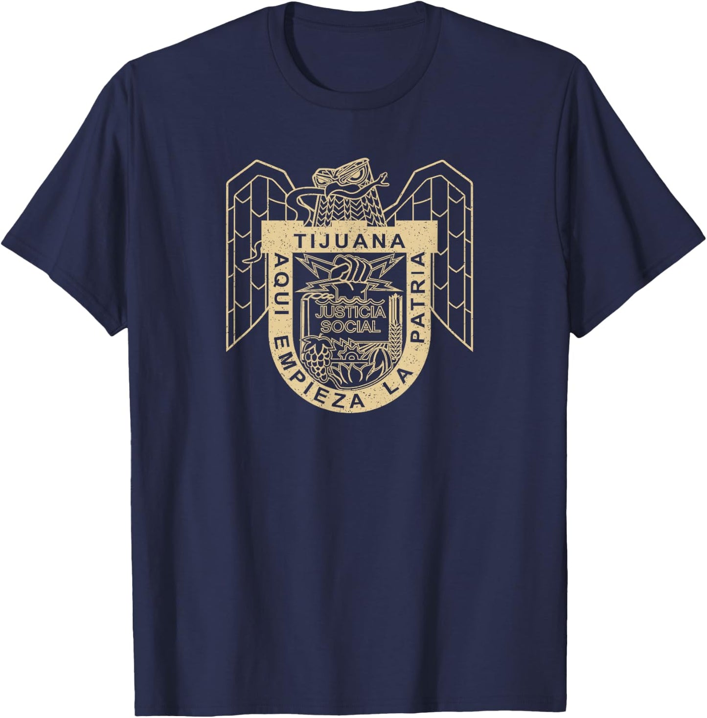 Tijuana Mexico Symbol Flag Coat of Arms Emblem T-Shirt - T-Shirt | Navy