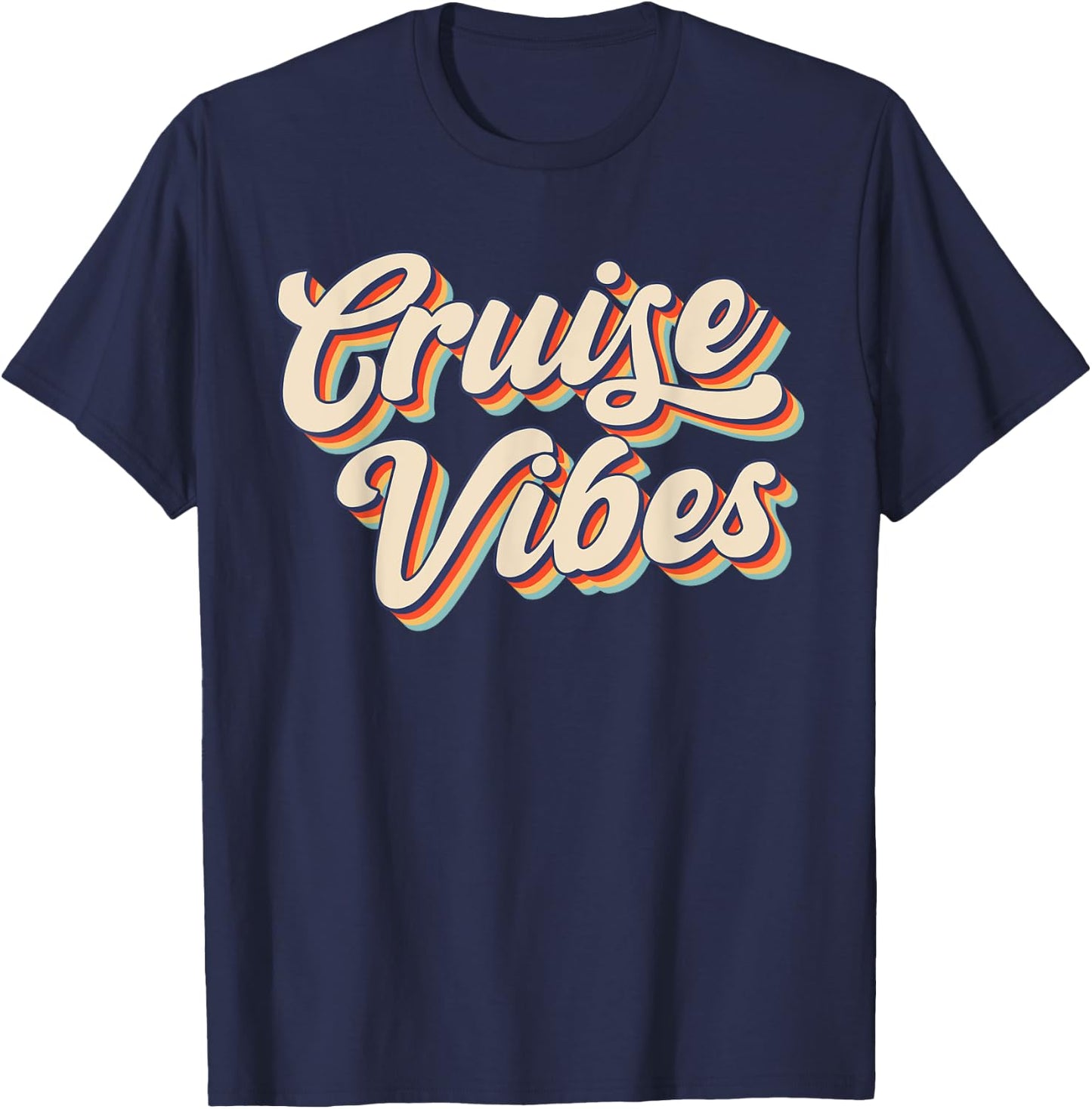 Cruise Vibes Groovy Matching Family Vacation Girls Cruise T-Shirt - T-Shirt | Navy