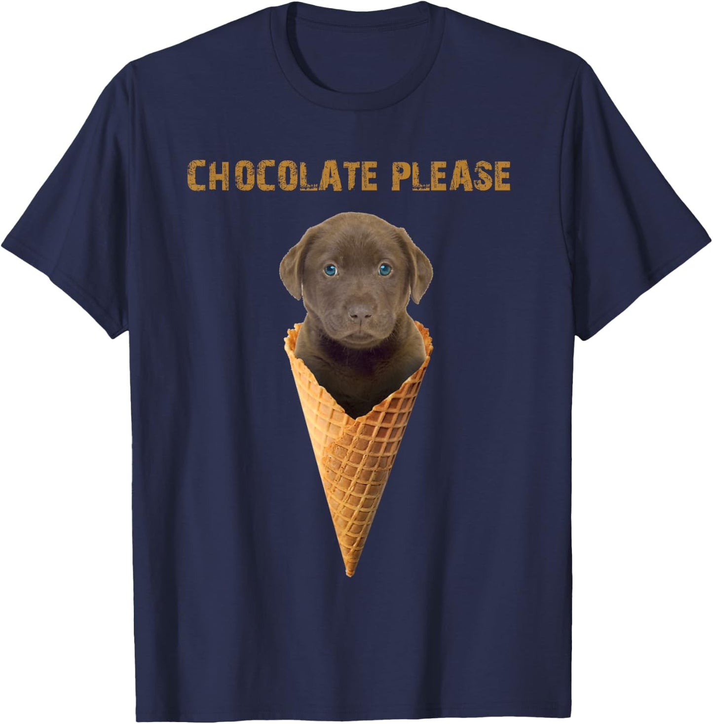 Chocolate Lab Waffle Cone Ice Cream Cute Puppy Women Kids T-Shirt - T-Shirt | Navy