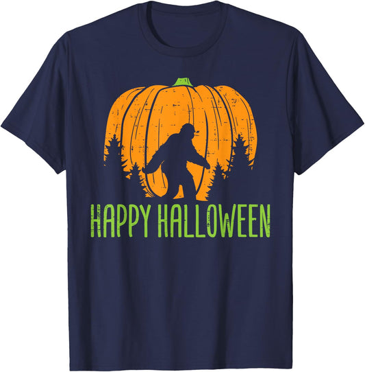 Happy Halloween Bigfoot Pumpkin Sasquatch Men Women Kids T-Shirt - T-Shirt | Navy