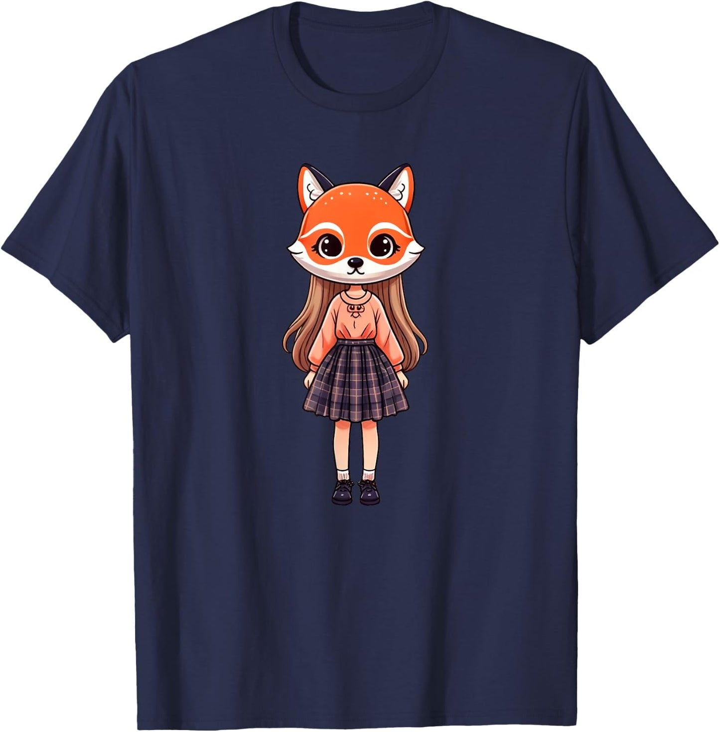 Cartoon Fox Mask Therian T-Shirt - T-Shirt | Navy