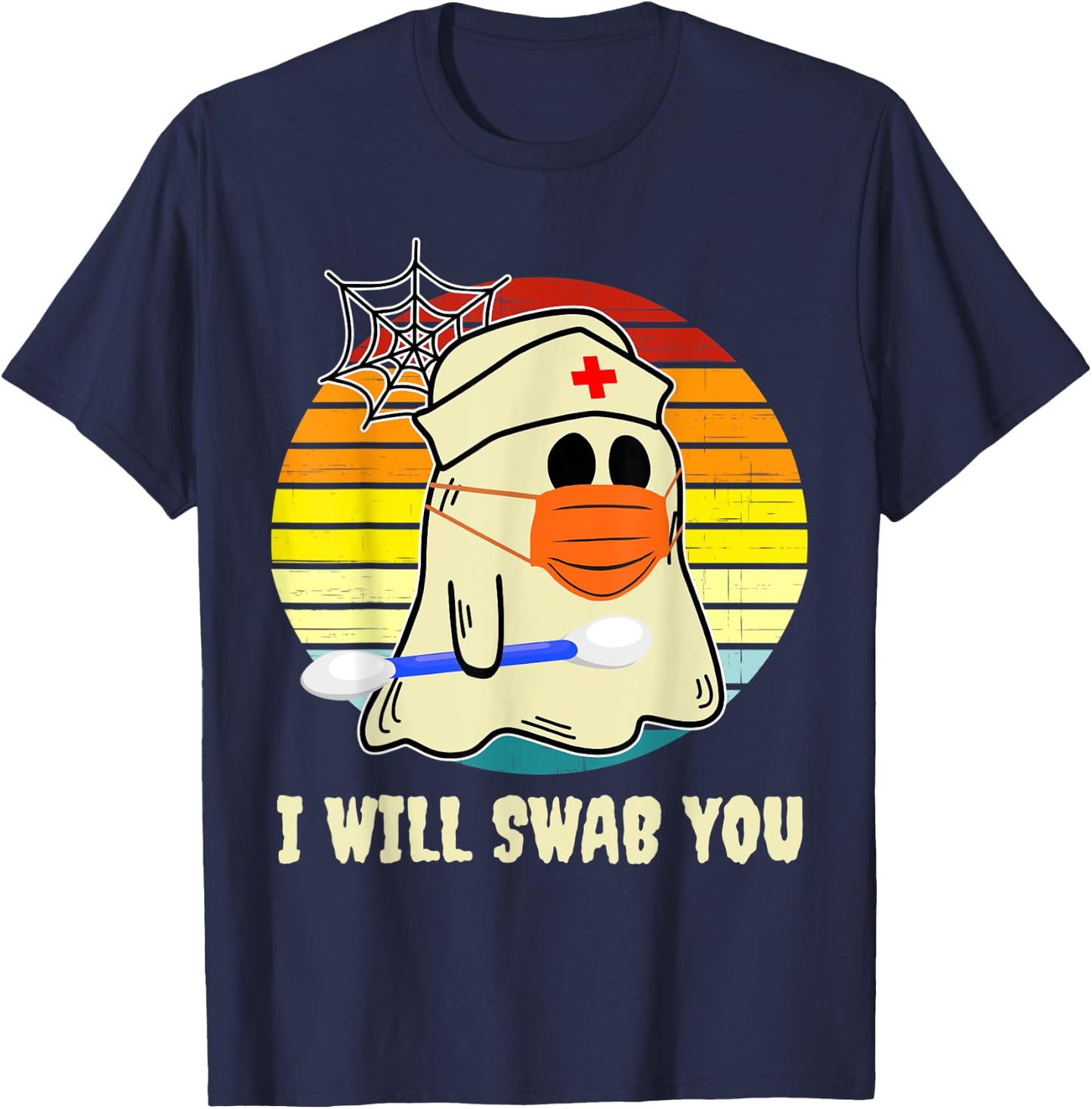 I Will Swab You Nurse Zombie Funny Halloween Nurses Gift T-Shirt - T-Shirt | Navy