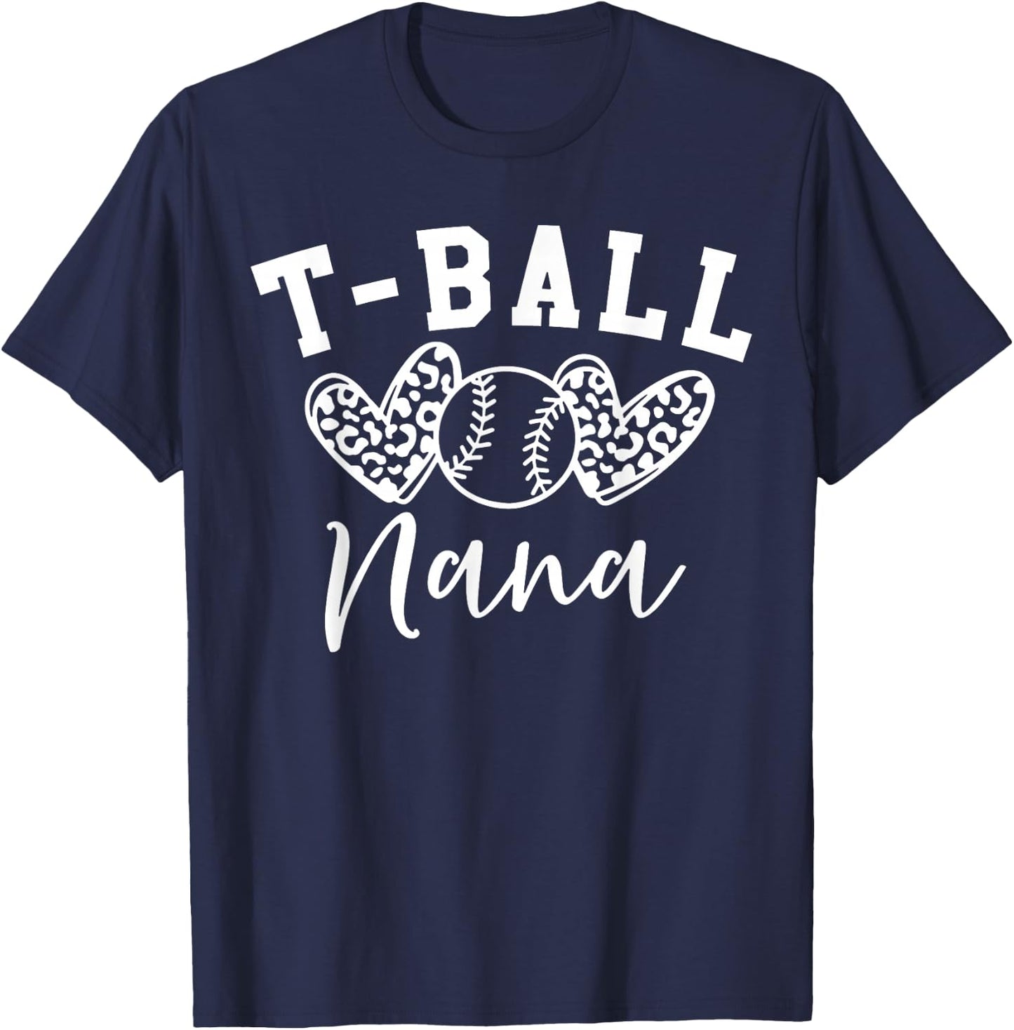 T-Ball Nana Baseball Heart Softball Nana Sport Player T-Shirt - T-Shirt | Navy