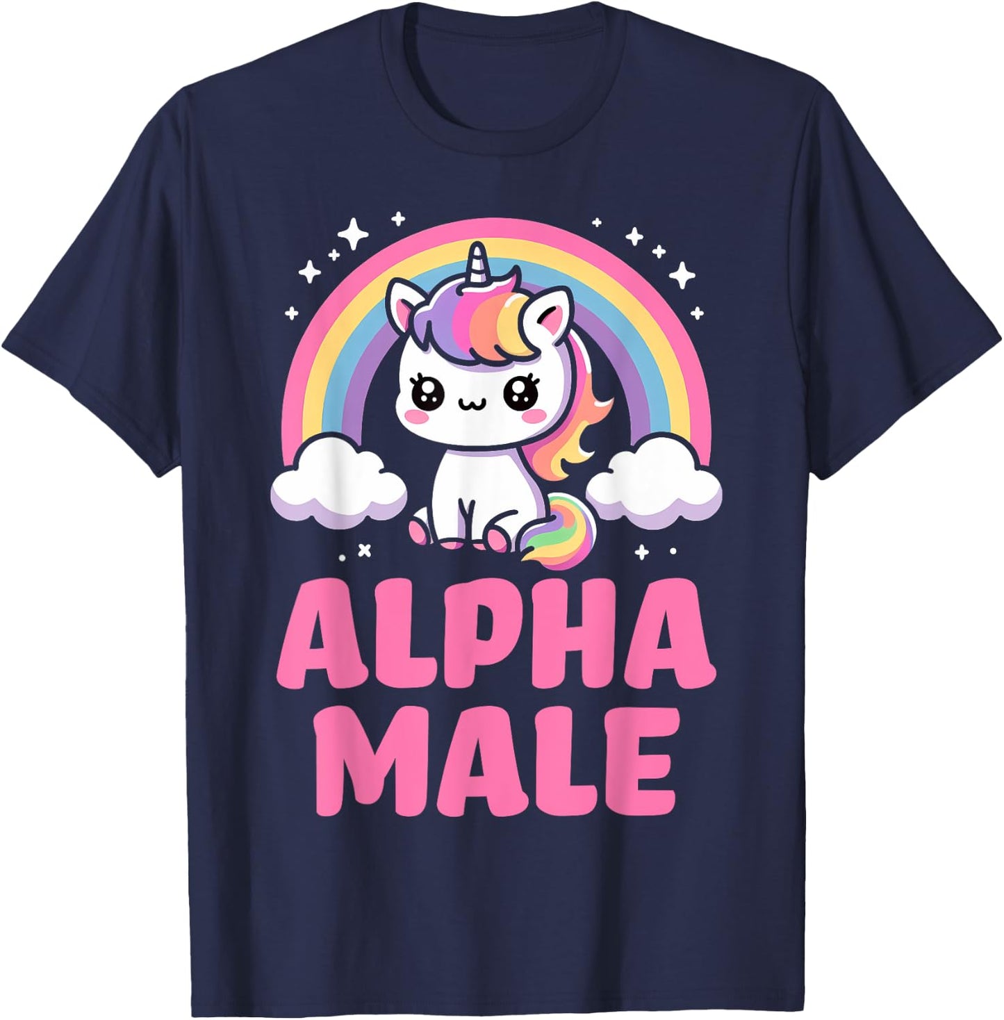 Alpha Male Unicorn Boys Ironic Cute Funny Sarcastic Humor T-Shirt - T-Shirt | Navy