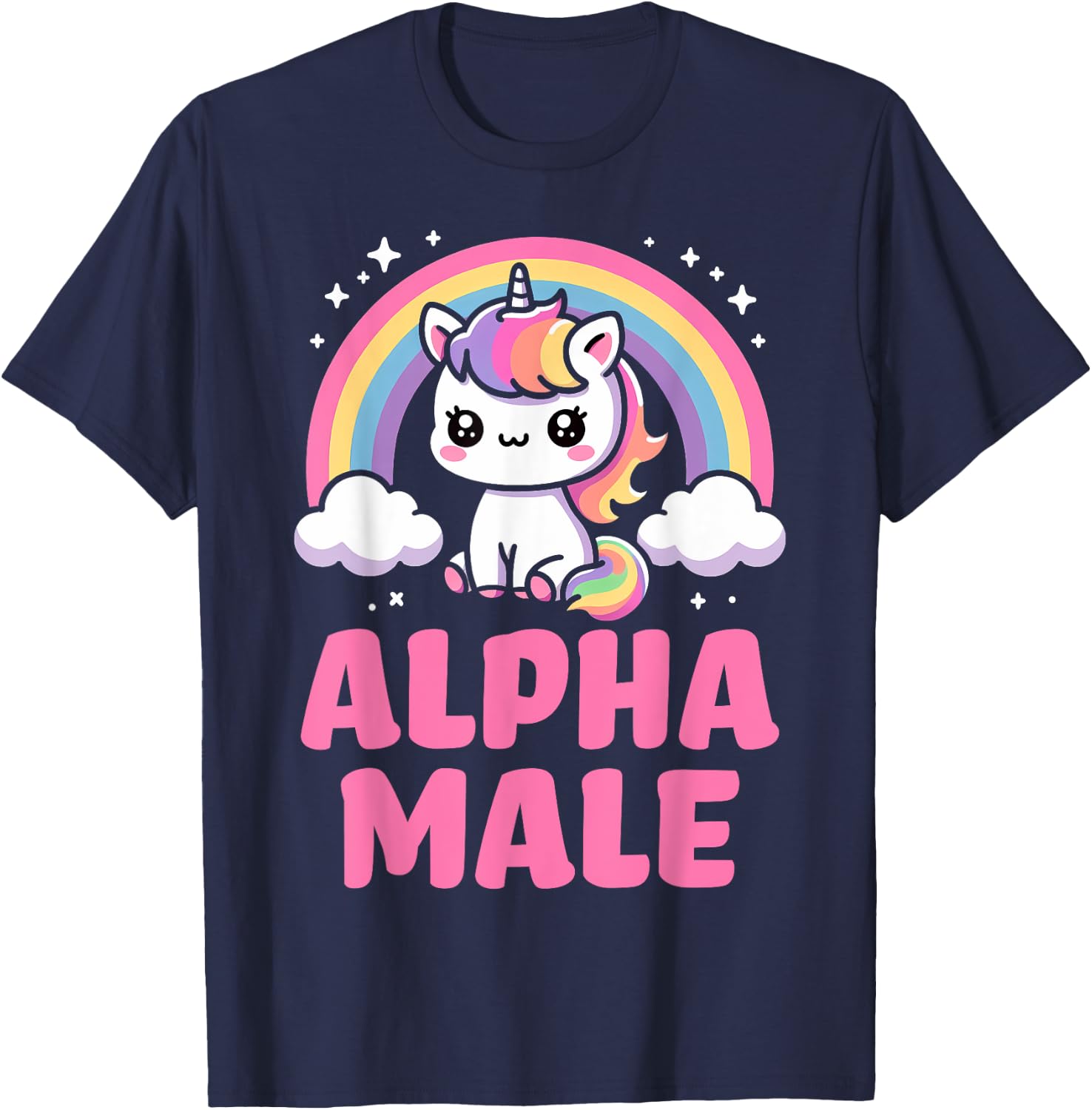 Alpha Male Unicorn Boys Ironic Cute Funny Sarcastic Humor T-Shirt - T-Shirt | Navy