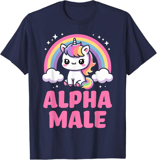 Alpha Male Unicorn Boys Ironic Cute Funny Sarcastic Humor T-Shirt - T-Shirt | Navy