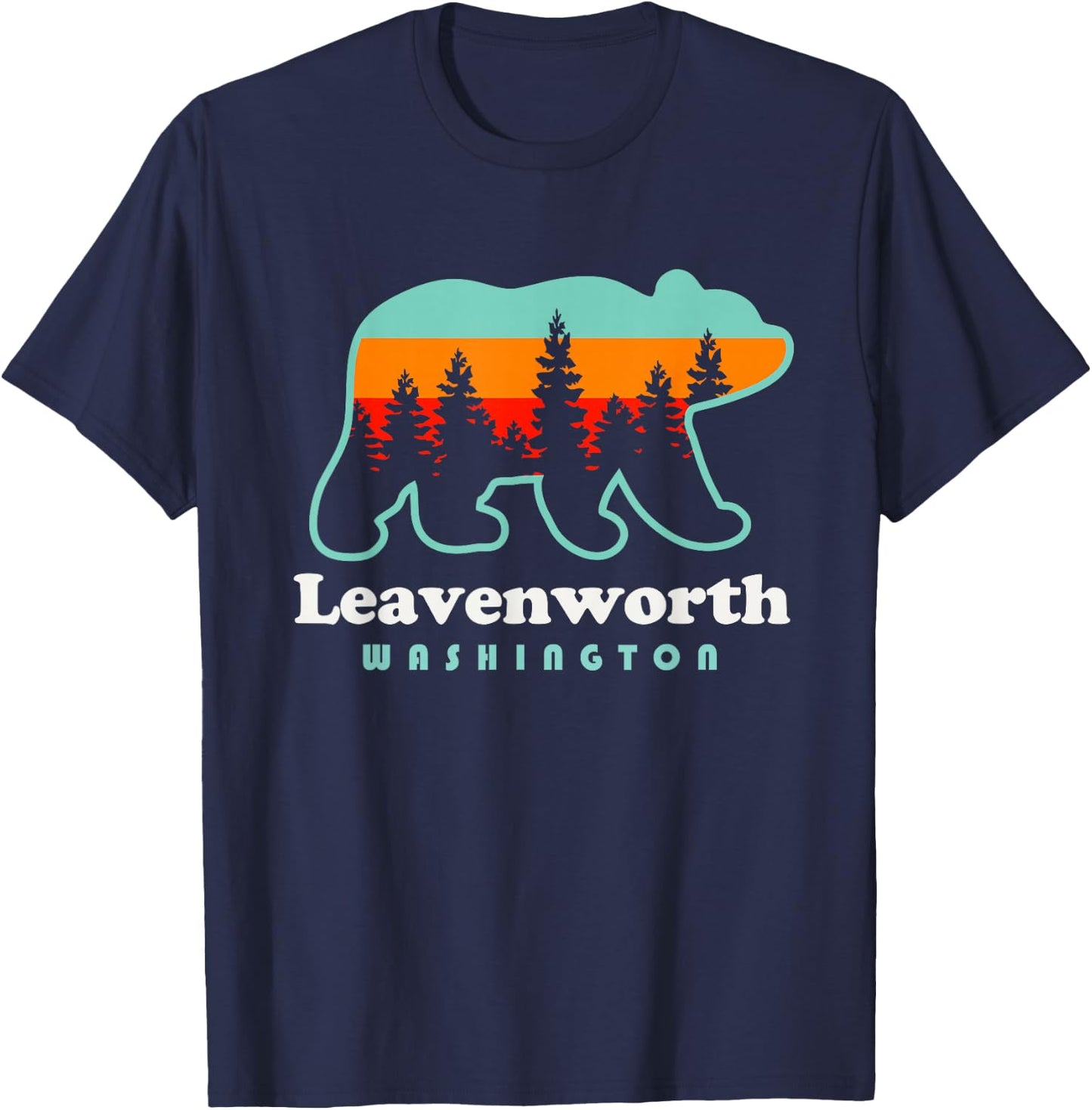 Leavenworth Washington Retro Vintage Bear T-Shirt - T-Shirt | Navy