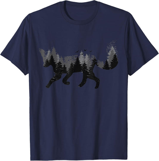 Fox Nature Forest Camping Hiking Hunter Outdoor Gift T-Shirt - T-Shirt | Navy
