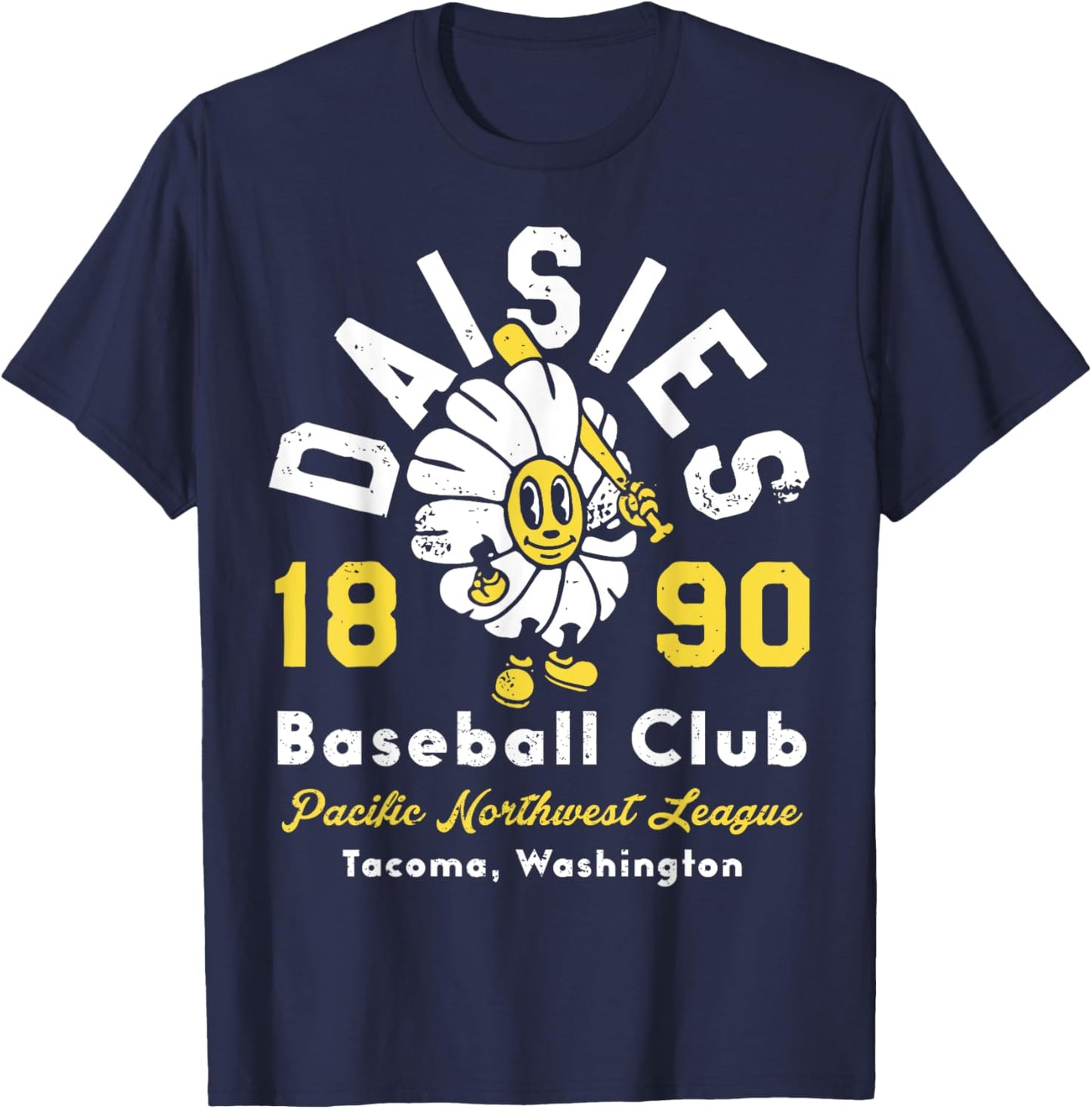 Tacoma Daisies Washington Vintage Defunct Baseball T-Shirt - T-Shirt | Navy