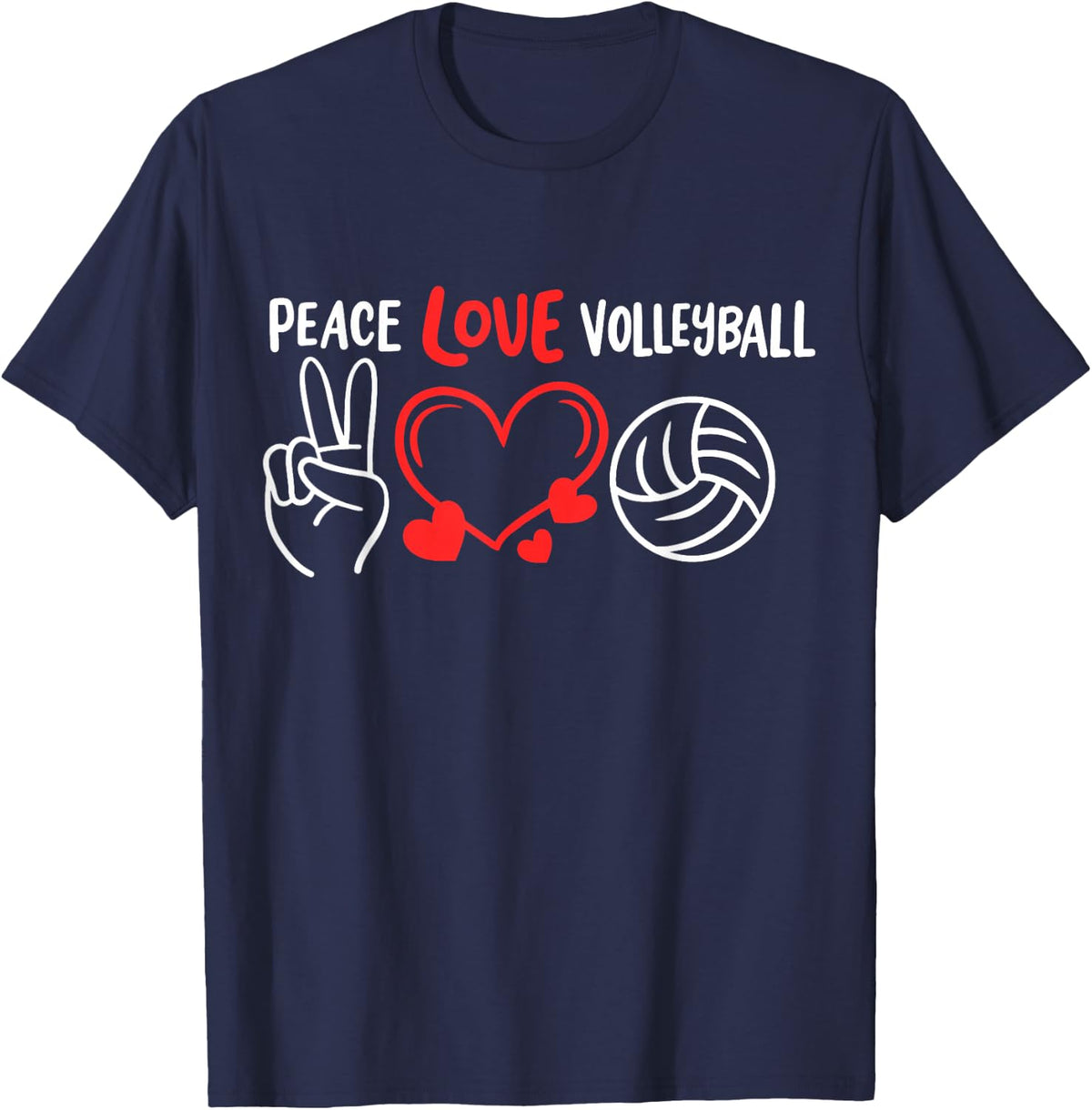 Volleyball Peace Love Volleyball T-Shirt - T-Shirt | Navy