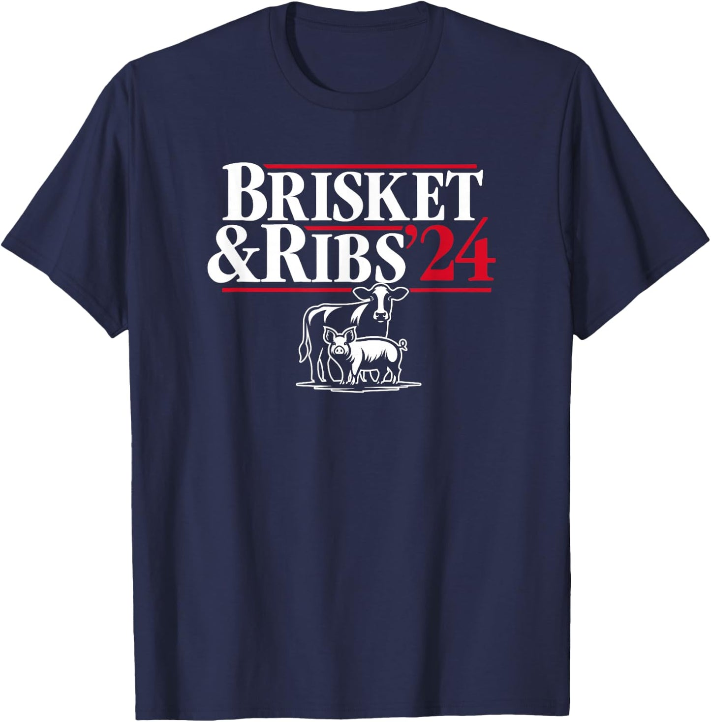 Brisket & Ribs '24 Funny Political T-Shirt - T-Shirt | Navy