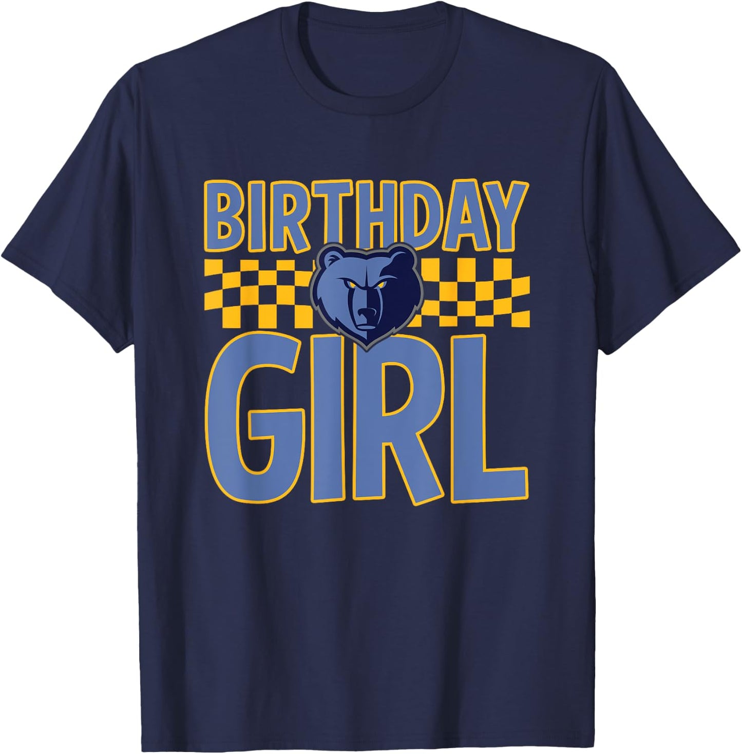 NBA Memphis Grizzlies Birthday Girl Checkered Logo T-Shirt - T-Shirt | Navy