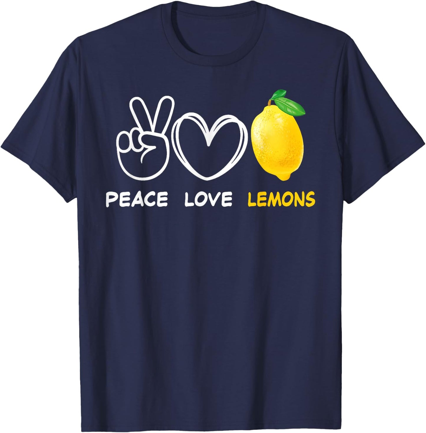 Peace, Love Lemon Retro Lemon Lover Fruit Lover T-Shirt - T-Shirt | Navy