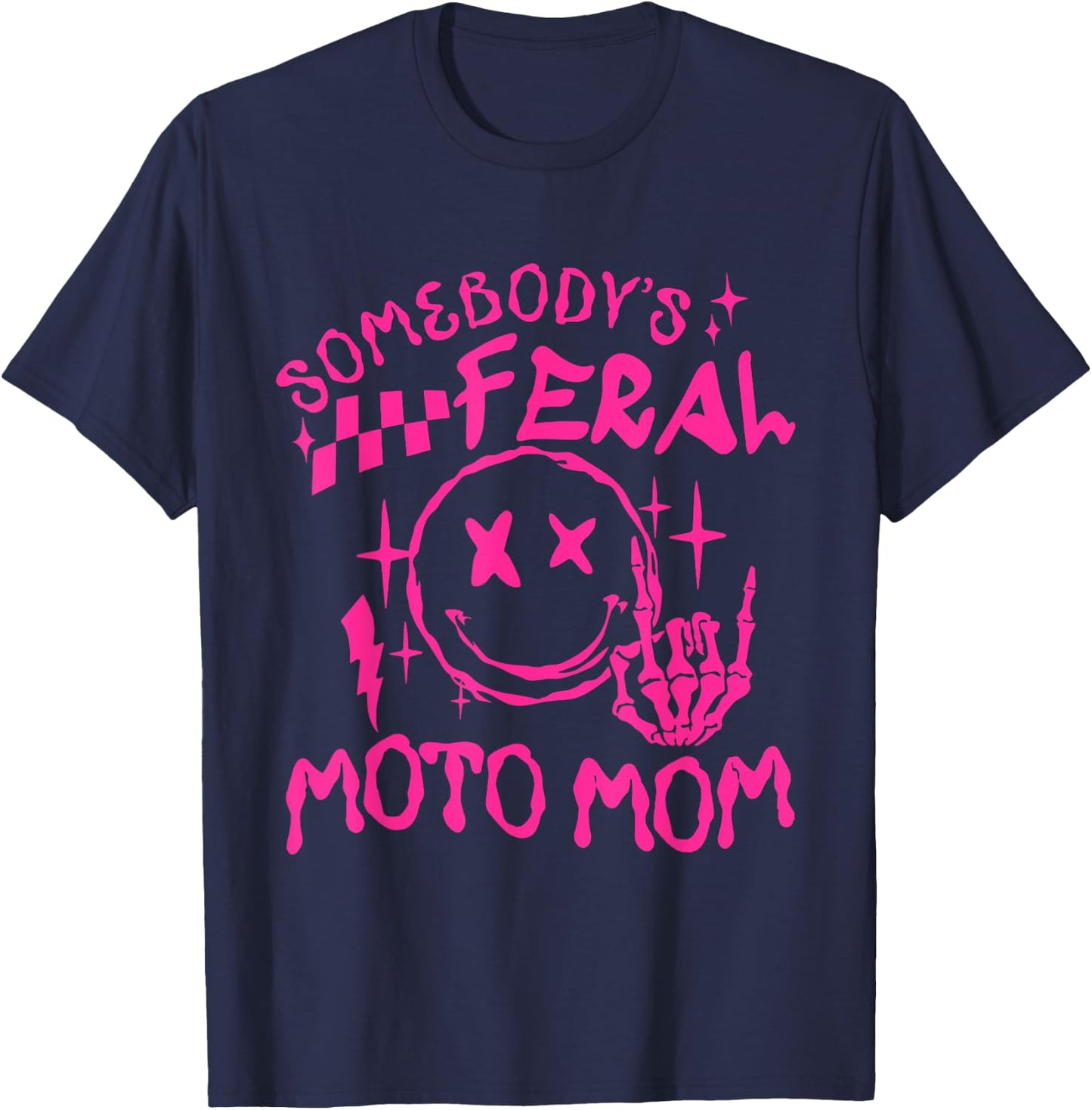 somebody's Feral moto Mom T-Shirt - T-Shirt | Navy