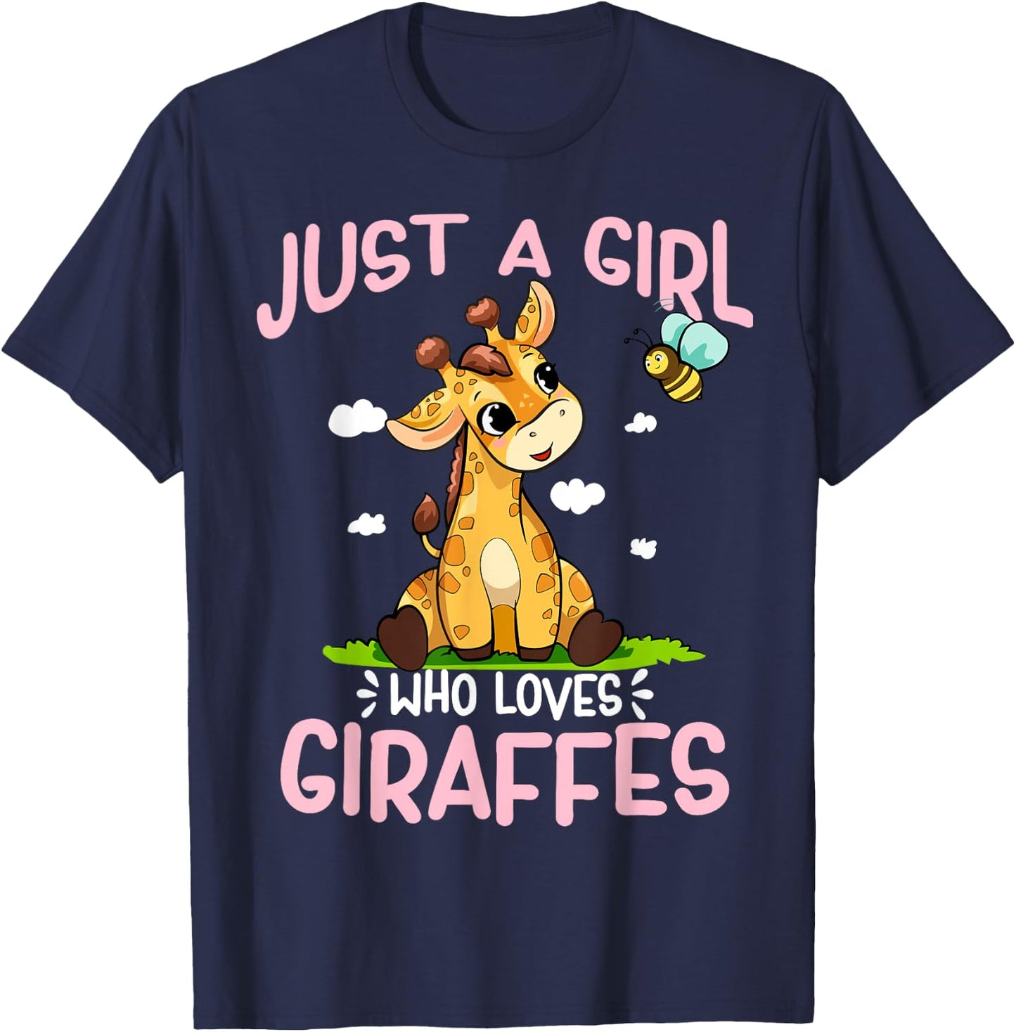 Just A Girl Who Loves Giraffes Cute Baby Giraffe T-Shirt - T-Shirt | Navy