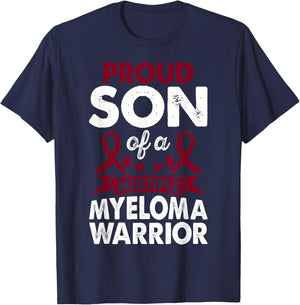 Son Of Multiple Myeloma Warrior Awareness Month Burgundy T-Shirt - T-Shirt | Navy