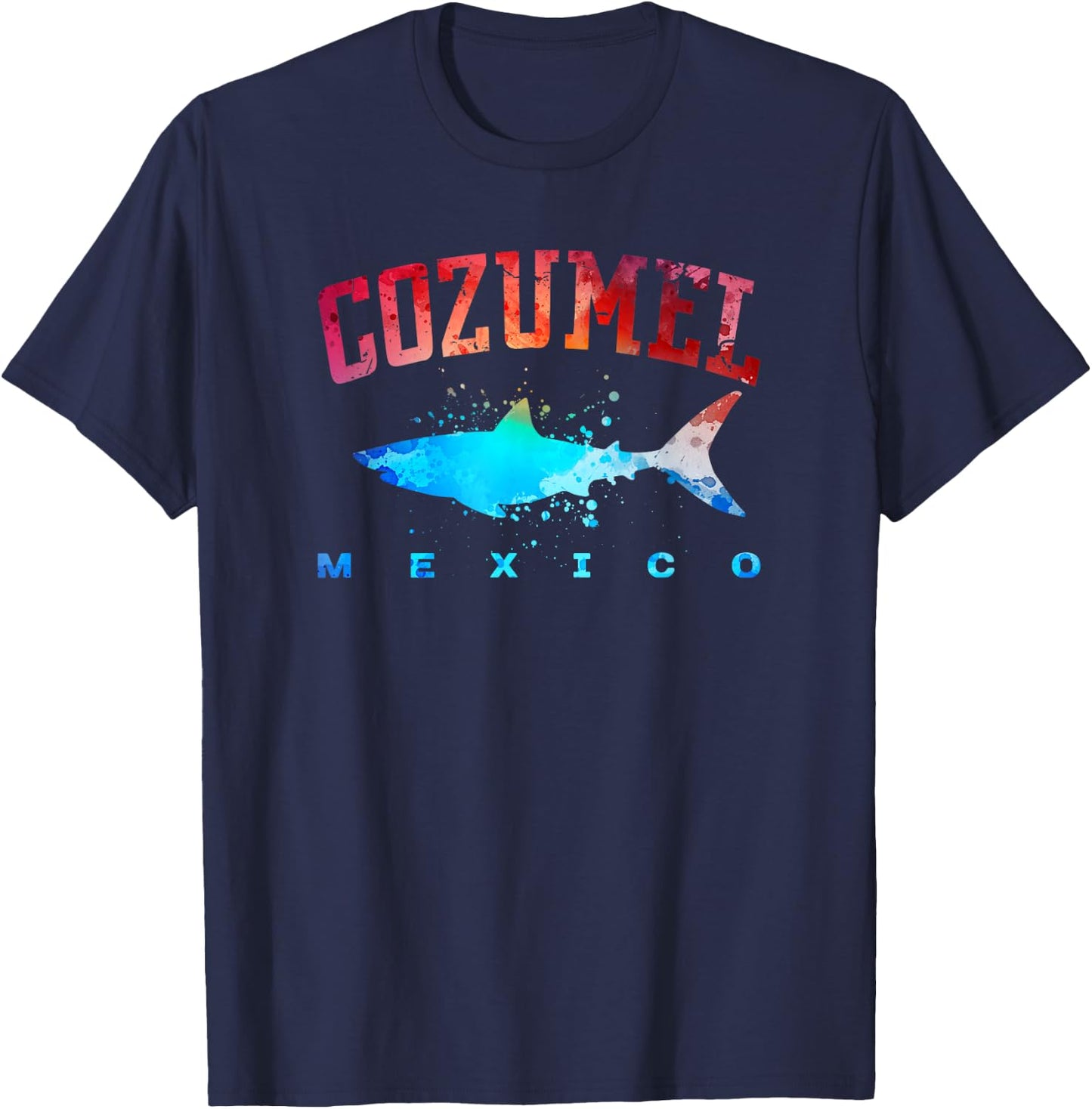 COZUMEL MEXICO Beach Vacation Great White Shark Art Vintage T-Shirt - T-Shirt | Navy