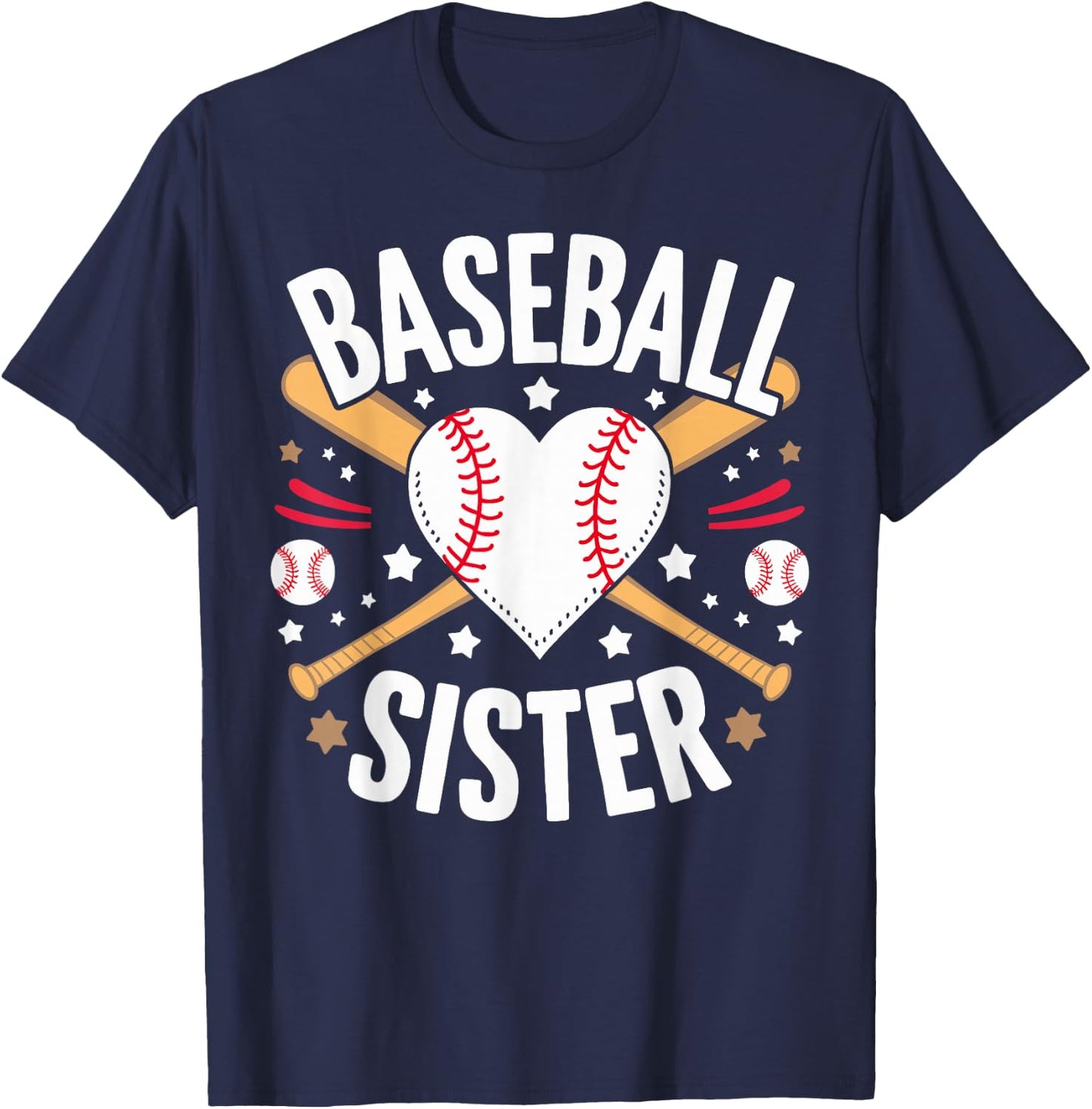 Funny Sister Baseball Sister T-Shirt - T-Shirt | Navy