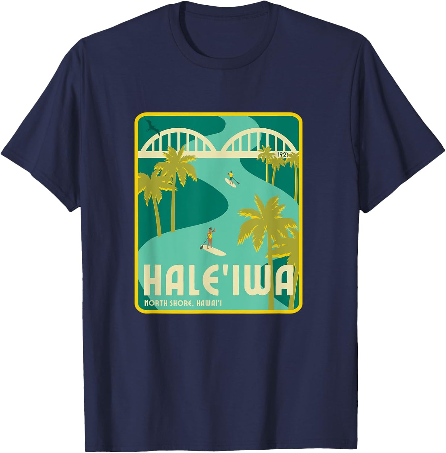 Retro Hale'iwa North Shore Hawaii T-Shirt - T-Shirt | Navy